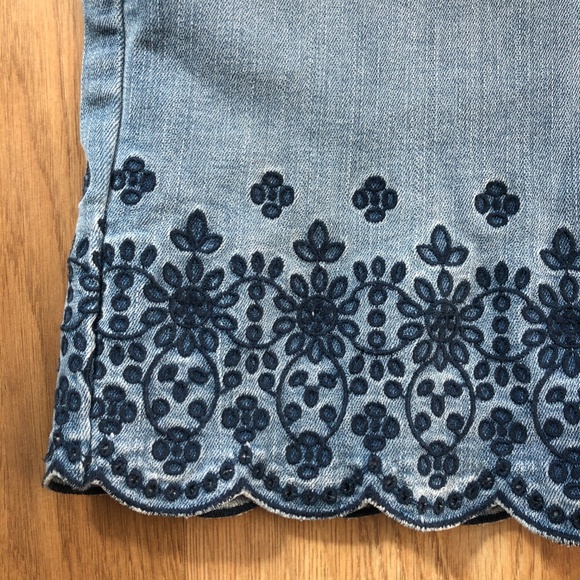 Talbots Embroidered Scallop-Hem Denim Skirt - Picture 3 of 3